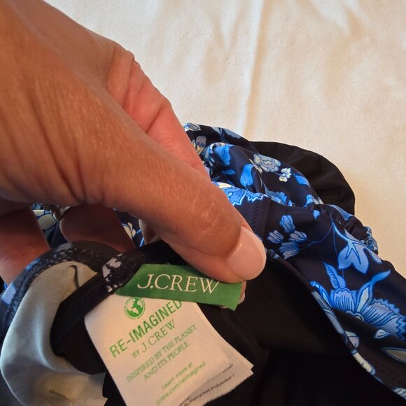 J. CREW RE-Imagined Rouched One Shoulder One Piece Swimsuit Blue Black Size 12. - Picture 14 of 15
